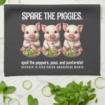 Cute Spare the Piggies Eating Salads