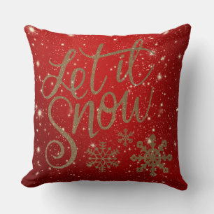 Cute Sparkly and Elegant Let It Snow Christmas Cushion