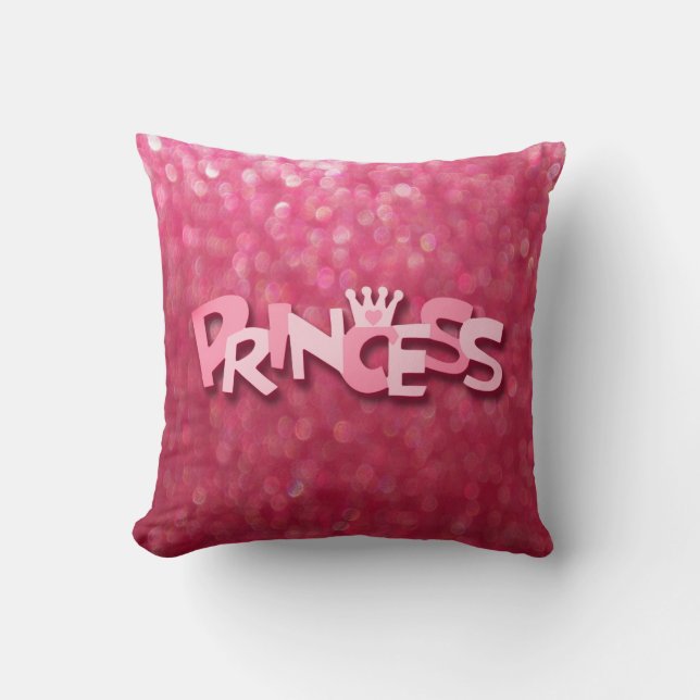 Cute Sparkly Pink Princess Bokeh Cushion (Front)