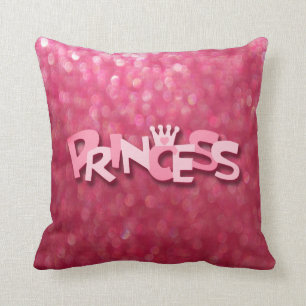 Cute Sparkly Pink Princess Bokeh Cushion