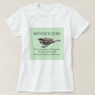 Cute Sparrow Bird Bible Verse God's Love Green T-Shirt