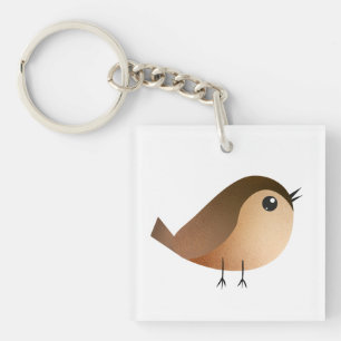 Cute Sparrow Bird Cartoon Key Ring