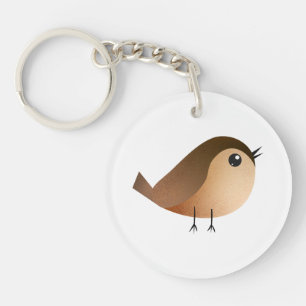 Cute Sparrow Bird Cartoon Key Ring