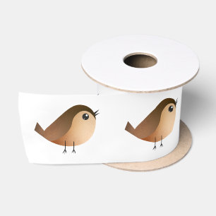 Cute Sparrow Bird Cartoon Satin Ribbon