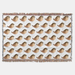Cute Sparrow Bird Cartoon Throw Blanket