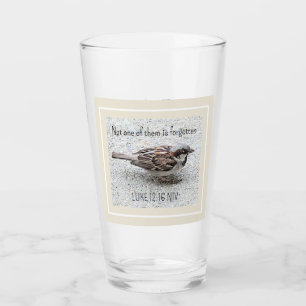 Cute Sparrow Bird Photo Bible Verse Simple Tan Glass