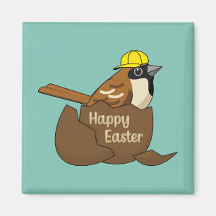 Cute Sparrow Chocolate Egg Happy Easter Magnet