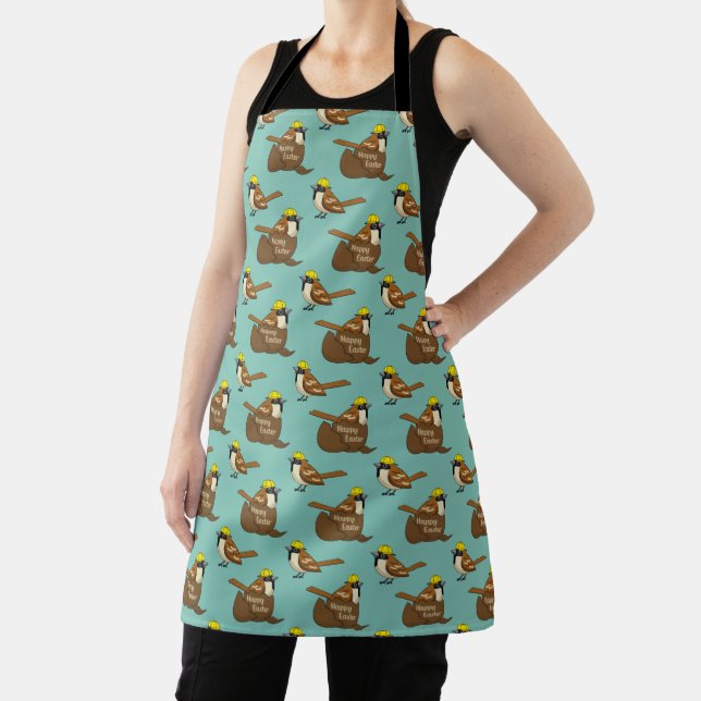 Cute Sparrow Chocolate Egg Happy Easter Pattern Apron (Insitu)