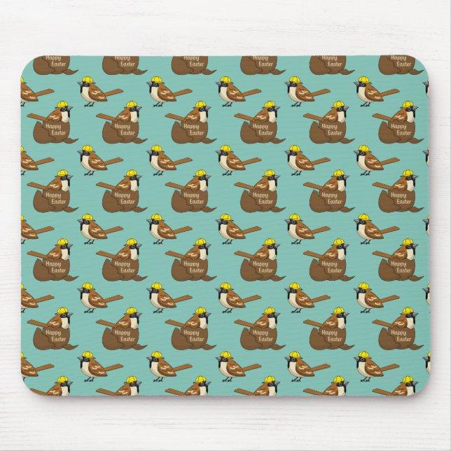 Cute Sparrow Chocolate Egg Happy Easter Pattern Mouse Pad (Front)
