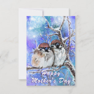 Cute Sparrow In Winter Mother's Day Card