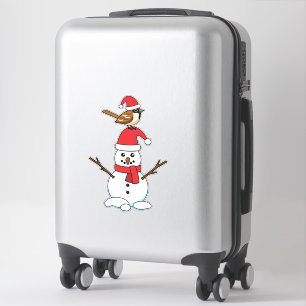 Cute Sparrow on Snowman