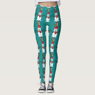 Cute Sparrow on Snowman Leggings