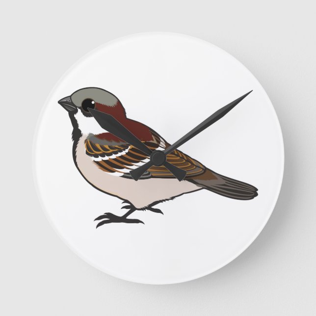Cute sparrow round clock (Front)