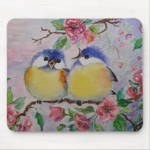 Cute Sparrows Mouse Pad - Painting