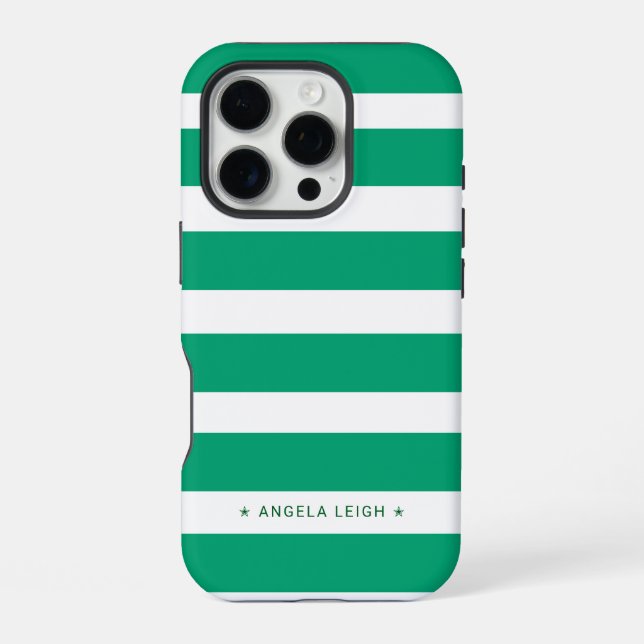 Cute Spearmint Green Cabana Stripes iPhone Case (Back)