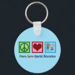 Cute Special Education Teacher Key Ring<br><div class="desc">Peace Love Special Education Teacher Christmas gift for someone who works with children who have special needs in a resource room or school. A cute special ed present featuring a peace sign,  heart,  and playing kids.</div>
