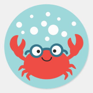 Cute Specky Crab Illustration Classic Round Sticker