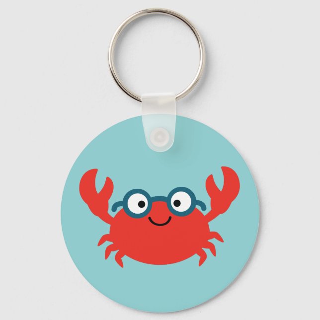 Cute Specky Crab Illustration Key Ring (Front)