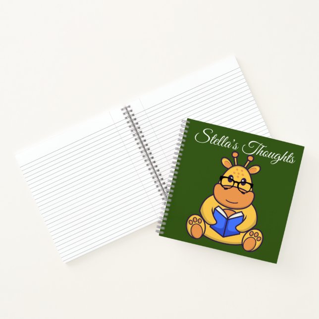 Cute Spectacled Giraffe reading book (Inside)