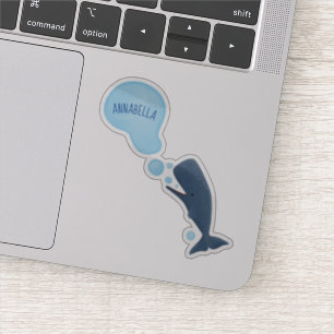 Cute sperm whale blowing bubbles cartoon