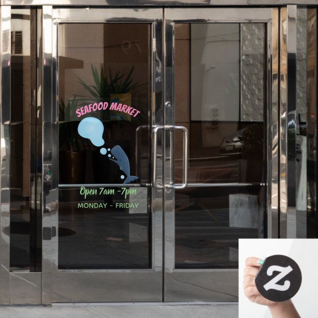 Cute sperm whale blowing bubbles cartoon (Office Door)