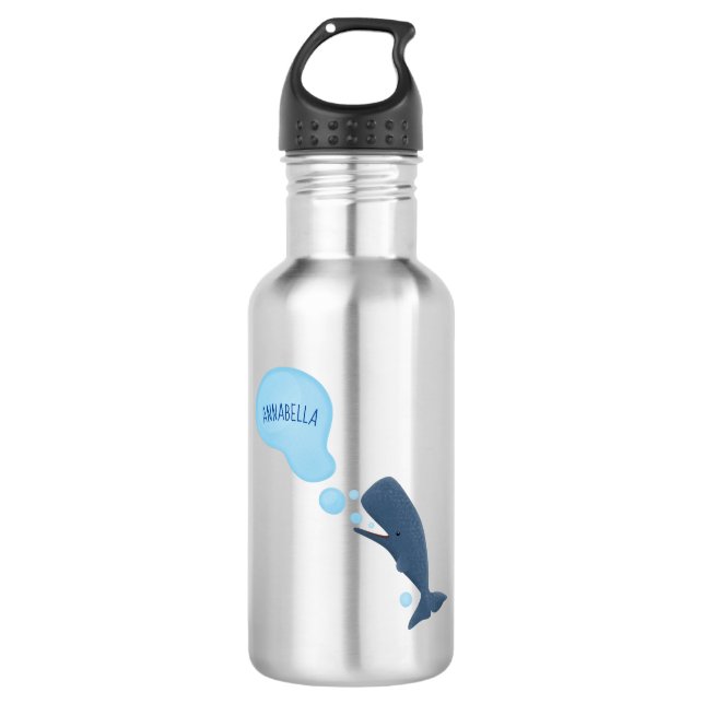 Cute sperm whale blowing bubbles cartoon 532 ml water bottle (Front)