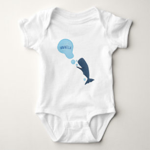 Cute sperm whale blowing bubbles cartoon baby bodysuit