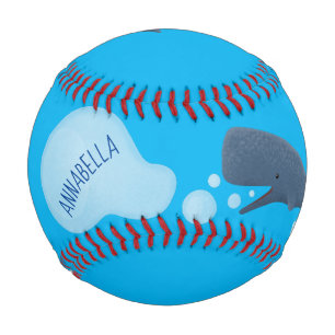 Cute sperm whale blowing bubbles cartoon baseball