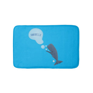 Cute sperm whale blowing bubbles cartoon bath mat