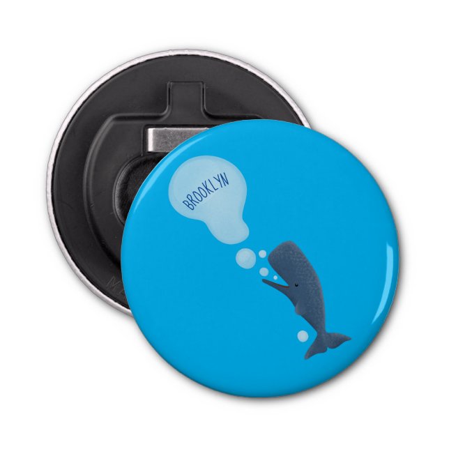 Cute sperm whale blowing bubbles cartoon bottle opener (Front)