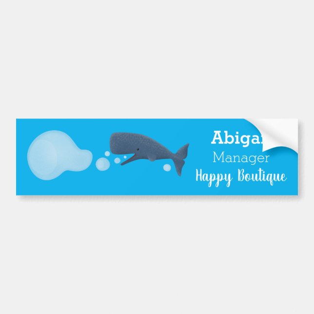 Cute sperm whale blowing bubbles cartoon bumper sticker (Front)
