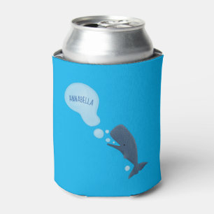 Cute sperm whale blowing bubbles cartoon can cooler