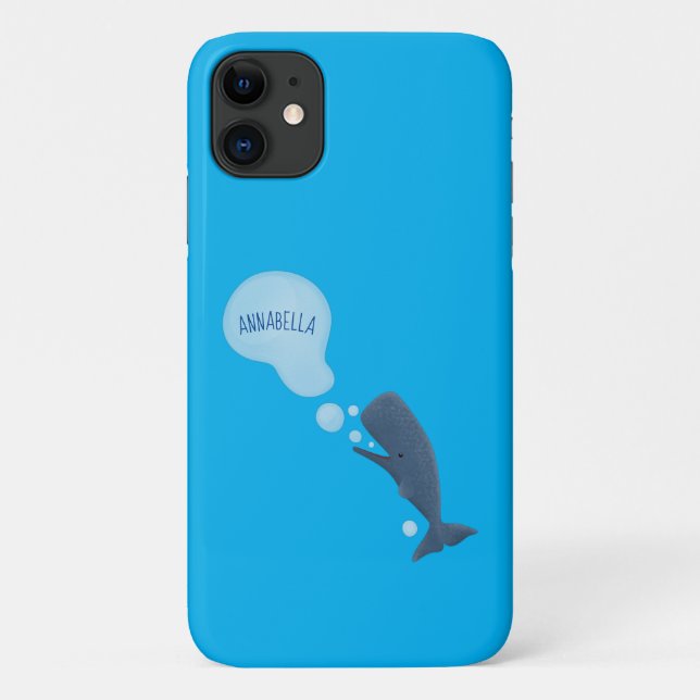 Cute sperm whale blowing bubbles cartoon Case-Mate iPhone case (Back)