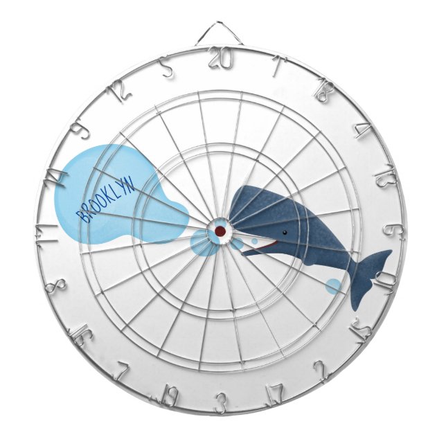 Cute sperm whale blowing bubbles cartoon dartboard (Front)