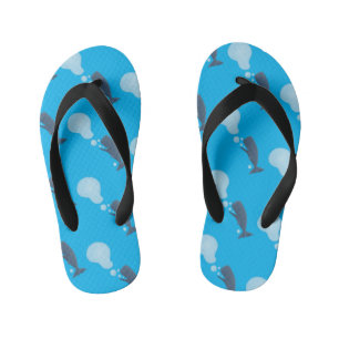 Cute sperm whale blowing bubbles cartoon kid's thongs