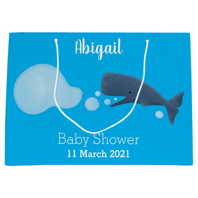 Cute sperm whale blowing bubbles cartoon  large gift bag (Front)