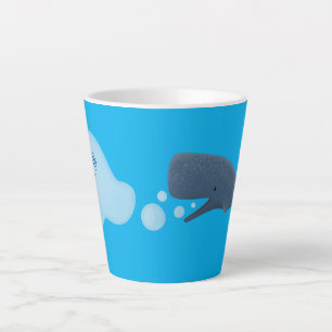 Cute sperm whale blowing bubbles cartoon latte mug