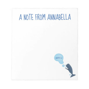 Cute sperm whale blowing bubbles cartoon notepad