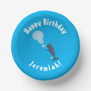 Cute sperm whale blowing bubbles cartoon paper plate