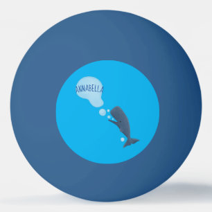 Cute sperm whale blowing bubbles cartoon ping pong ball