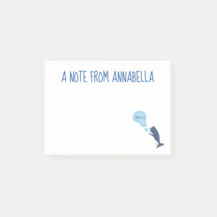 Cute sperm whale blowing bubbles cartoon post-it notes