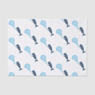 Cute sperm whale blowing bubbles cartoon tissue paper