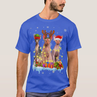 Cute Sphyn Santa Hat Christmas Light Xmas  T-Shirt
