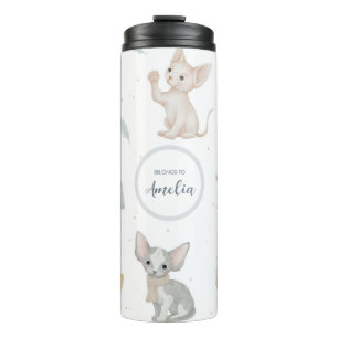 Cute Sphynx Cat Back To School Personalised Thermal Tumbler