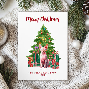 Cute Sphynx Cat Christmas Card