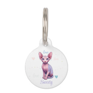 Cute Sphynx Kitten Custom Name Cat Pastel Pet Tag