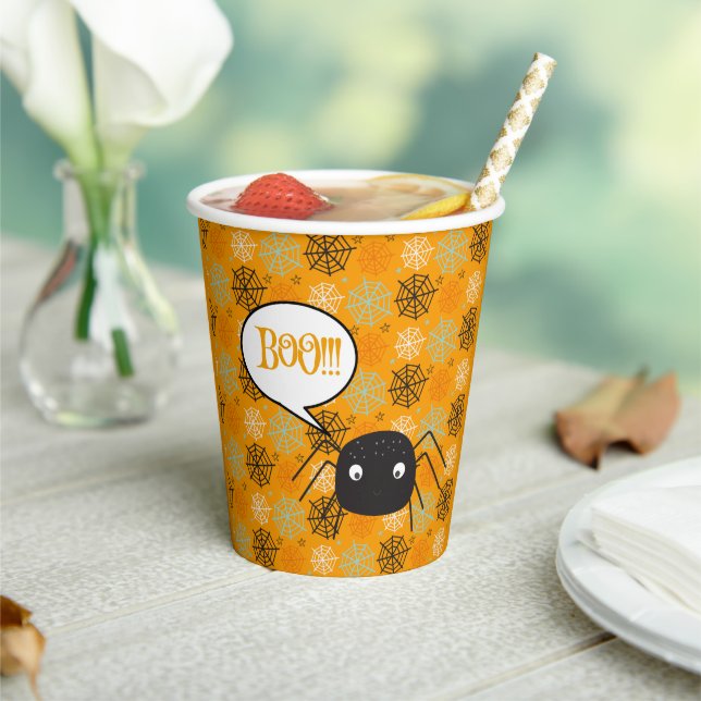 Cute spider and spider web patterned  paper cups (Insitu)