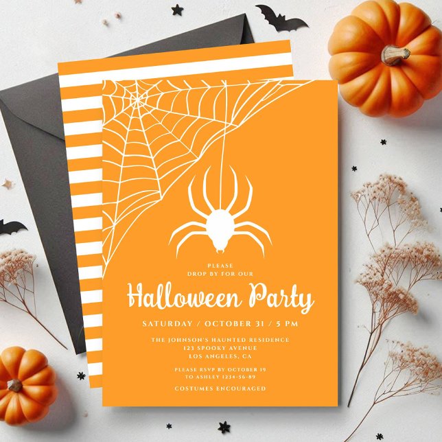 Cute Spider Halloween Party Invitation (Cute Spider Halloween Party Invitation)