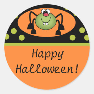 Cute Spider Happy Halloween Classic Round Sticker