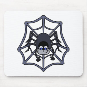 Cute spider in the web mouse pad